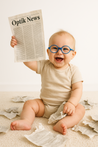 Kind hält ein Zeitungsblatt hoch